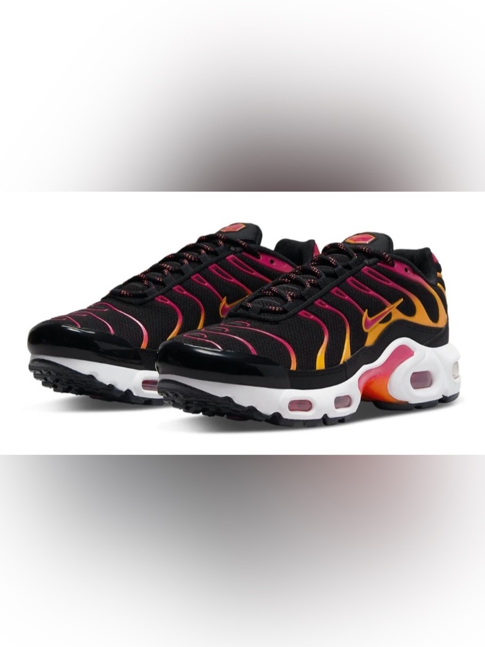 NIKE Size 6.5Y women’s Air Max Plus GS Black Pink White Sneakers DX9264-001 New